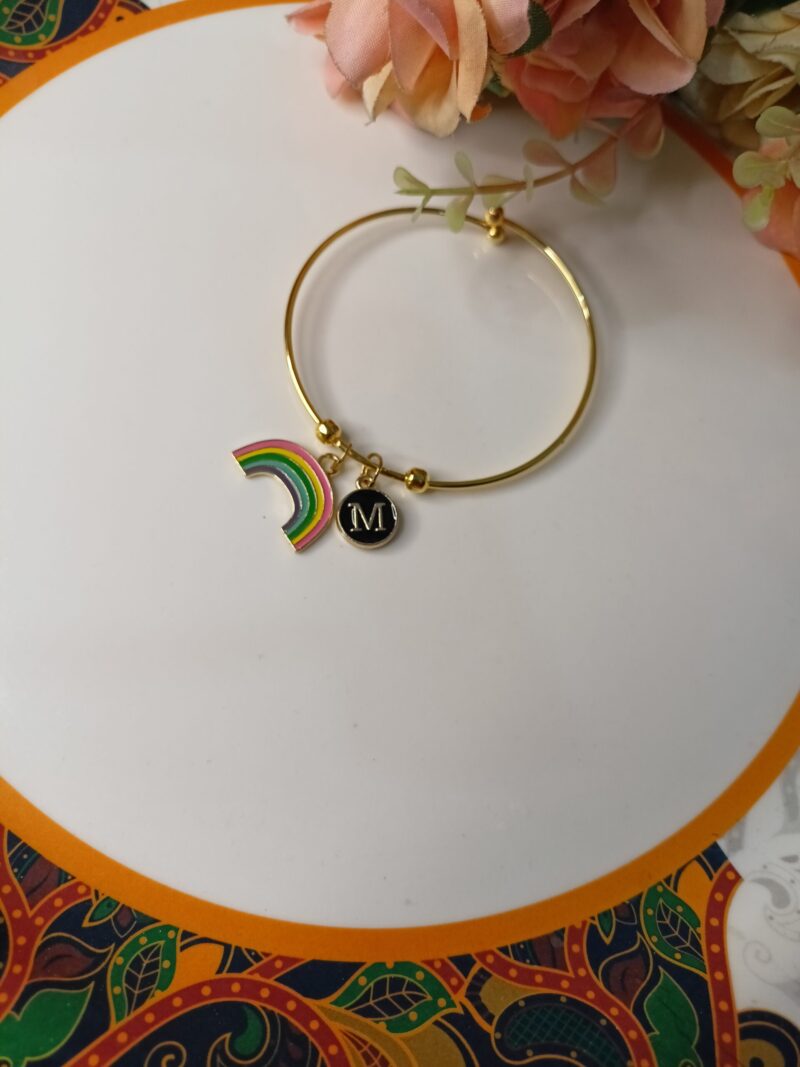 Rainbow charm bangle bracelet