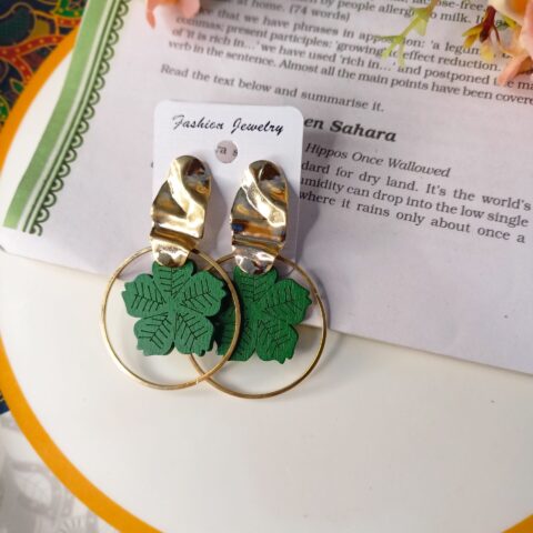 Wooden floral earrings