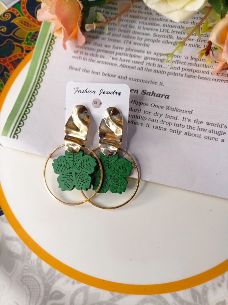 Wooden floral earrings
