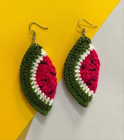 Crochet or Fabric Watermelon Earrings