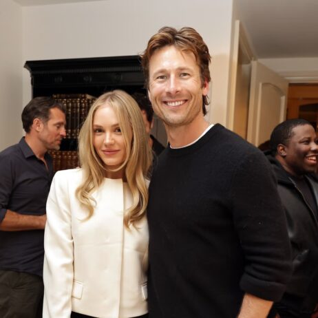 Actors Glen Powell and Michelle Randolph
